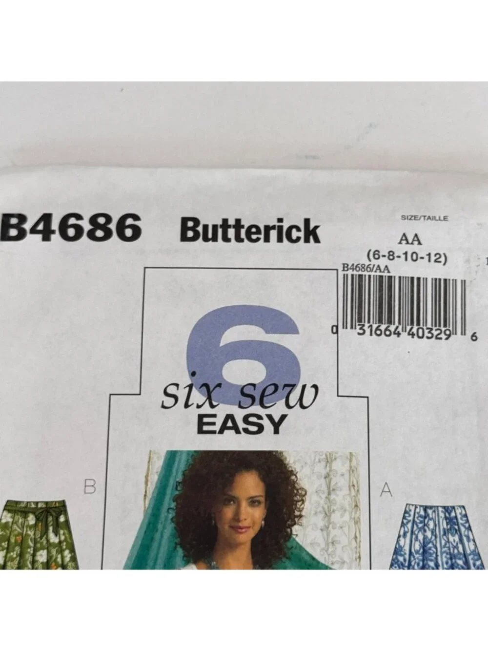 Butterick Sewing Pattern B4686 Pleated Skirt Six Sew Easy Y2K Pleats 6-12 Uncut